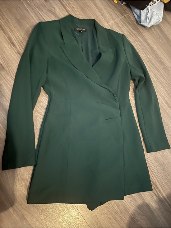 Dynamite Pants - Dynamite Dark Green Wrap Romper Blazer